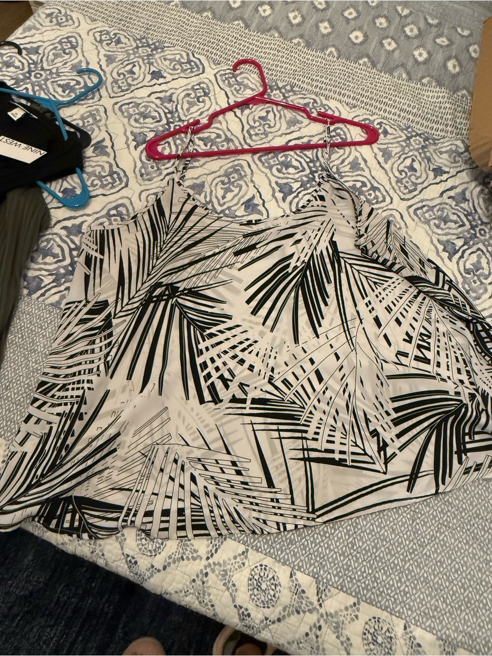 Apt. 9 Black Palm-Print A-Line Skirt on Cream